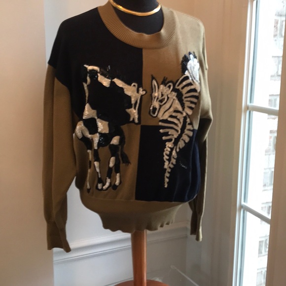 Escada Sweaters | Escada Vintage Sweater | Color: Black/Tan | Size: 38 | Exclusivebooth's Closet